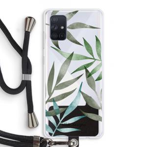 Tropical watercolor leaves: Samsung Galaxy A71 Transparant Hoesje met koord