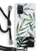 Tropical watercolor leaves: Samsung Galaxy A71 Transparant Hoesje met koord - thumbnail