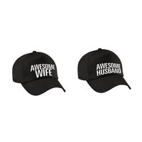 Awesome husband and wife petten / caps zwart voor koppels - thumbnail