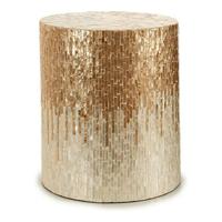 Kruk Gift Decor Wit Beige Gouden Zilverkleurig Parelmoer spaanderplaat 40 x 45,5 x 40 cm