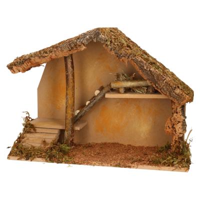 Decoris Kerststal - zonder figuren - hout - 39 cm