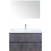 Maxx XL Badmeubelset 100 cm - Beton Antraciet - Wastafel Just 1 Kraangat met Spiegel