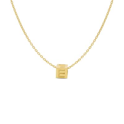 Minimalistische letter ketting cube - 14K GOUD - Goud - E