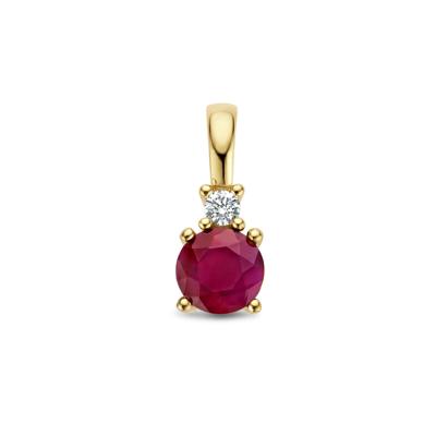 14K Geelgouden Hanger met Juli Geboortesteen & Diamant 0.02ct - 10,5mm