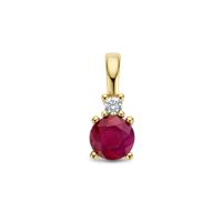 14K Geelgouden Hanger met Juli Geboortesteen & Diamant 0.02ct - 10,5mm
