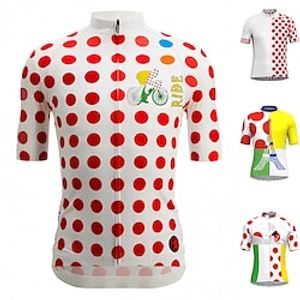 Voor heren Wielrenshirt Korte mouw Fietsen Shirt Kleding Bovenlichaam met 3 achterzakken Bergracen Wegwielrennen Ademend Sneldrogend Vochtregelerend Reflecterende strips Zwart Wit Geel Stip Polyester Lightinthebox