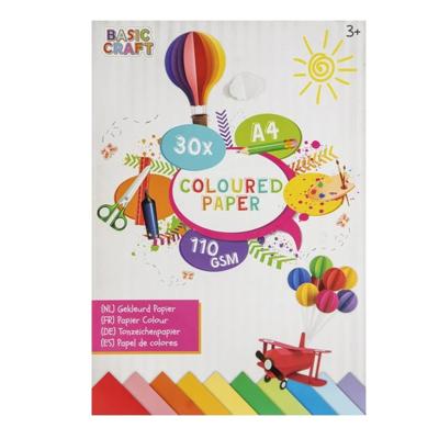 Gekleurd papier - 30x vellen - A4-formaat - knutselpapier/tekenpapier