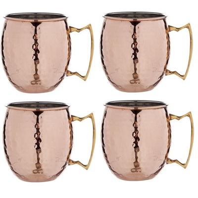 Cosy & Trendy Cocktailglazen Moscow Mule - 4x - gehamerd koper - 450 ml - Cocktailglazen
