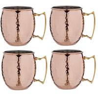 Cosy & Trendy Cocktailglazen Moscow Mule - 4x - gehamerd koper - 450 ml - Cocktailglazen