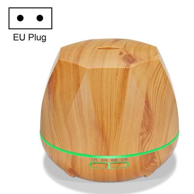 Diamond houtnerf afstandsbediening Ultrasone luchtbevochtiger aromatherapie machine met LED-verlichting capaciteit: 400mL EU-stekker (licht hout kle
