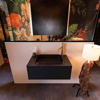 Badkamermeubelset Mondiaz Erin 80 cm met 1 Lade met RIDGE Wastafel Midden Urban met 1 kraangat Greeploos Mat Urban