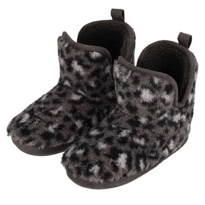 Apollo kindersloffen - luipaard - donkergrijs - pantoffels - met antislip - voor kinderen