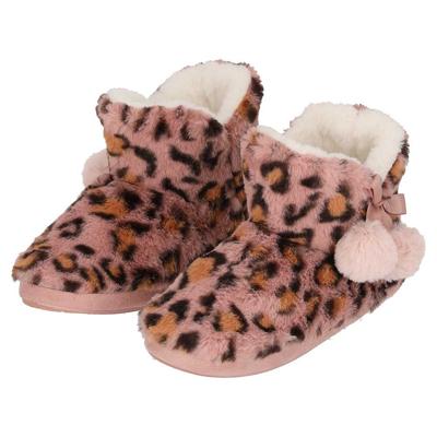 Pantoffels/sloffen luipaard print - dames - roze - maat 39-40 - dieren sloffen - hoog