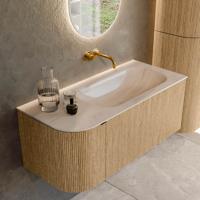 Badmeubel Mondiaz Kurve-Dlux | 105 cm | Meubelkleur Oak | Wastafelkleur Meli | Solid surface | Wasbak rechter zijde spoelbak | Zonder kraangat(en) Badmeubel Mondiaz Kurve-Dlux | 105 cm | Meubelkleur Oak | Wastafelkleur Meli | Solid surface | Wasbak rechter zijde spoelbak | Zonder kraangat(en)