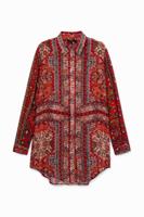 Lang shirt met etnische sierranden - RED - M