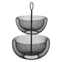 fruitschaal - zwart - metaal - 29 x 47 cm - rond - Dubbele etag?re