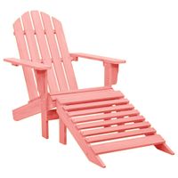 Tuinstoel Adirondack met voetenbank massief vurenhout roze - thumbnail