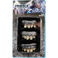 3x stuks zombie tandjes/tanden/gebitjes voor carnaval   -