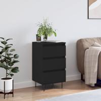 Dressoir 40x35x70 cm bewerkt hout zwart - thumbnail