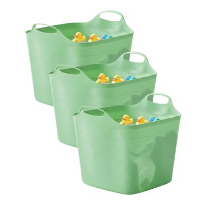 Excellent houseware Flexibele kuip / emmer - 3x - groen - 25 l - kunststof - 40 x 35 cm