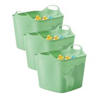 Excellent houseware Flexibele kuip / emmer - 3x - groen - 25 l - kunststof - 40 x 35 cm