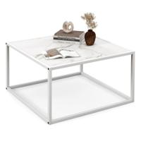 Vierkante Salontafel Salontafel van Imitatiemarmer Metalen Frame Eenvoudig te Installeren 70 x 70 x 40cm (Wit)