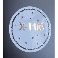 Etiket X-MAS wit/goud/zwart 40mm