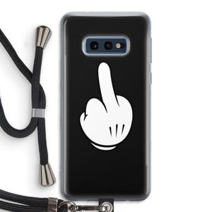 Middle finger black: Samsung Galaxy S10e Transparant Hoesje met koord