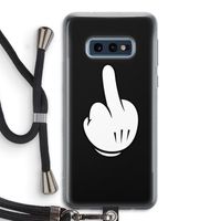 Middle finger black: Samsung Galaxy S10e Transparant Hoesje met koord