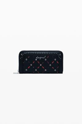 Grote geperforeerde portemonnee met studs - BLACK - U