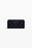 Grote geperforeerde portemonnee met studs - BLACK - U