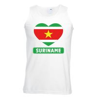 Suriname hart vlag singlet shirt/ tanktop wit heren