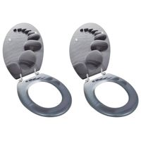 vidaXL Toiletbrillen met deksels 2 st stenen MDF - thumbnail