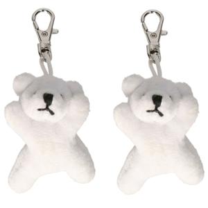 2x Pluche IJsbeer knuffel sleutelhanger 6 cm