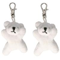 2x Pluche IJsbeer knuffel sleutelhanger 6 cm