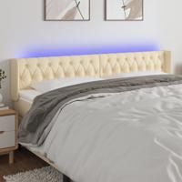 Hoofdbord LED 203x16x78/88 cm stof crèmekleurig