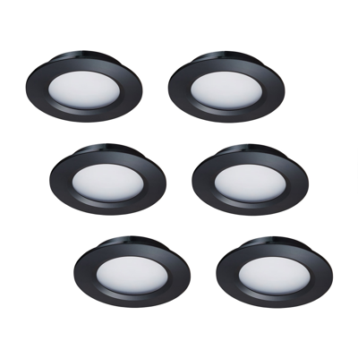 LED-inbouwspot set 6 stuks Modena zwart 3W dimbaar