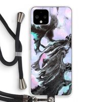 Pastel zwart: Pixel 4 Transparant Hoesje met koord