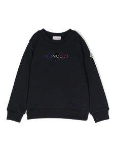 Moncler Enfant sweat en coton à logo imprimé - Bleu