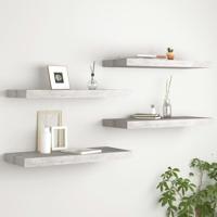 Wandschappen zwevend 4 st 60x23,5x3,8 cm MDF betongrijs - thumbnail