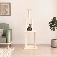 Kattenmeubel met sisal krabpalen 149 cm crèmekleurig - thumbnail