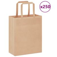 VidaXL Papieren zakken 250 st met hengsels 18x8x22 cm bruin