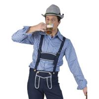 Tiroler verkleed geruit overhemd - blauw/wit - voor heren - Oktoberfest verkleedkleding