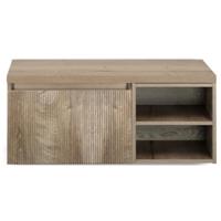 Frozen 3D Badmeubelset 100 cm - Greeplijst in Kleur - Wastafel Regaalkast met Bovenblad Grain Oak