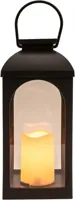 Anna's Collection Lantaarn solar met kaars 11x27cm zwart