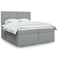 Boxspring met matras stof lichtgrijs 200x200 cm