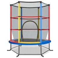 Ø165 cm Kindertrampoline met Veiligheidsnet Veersteunen en Stalen Frame voor Binnen en Buiten Gebruik