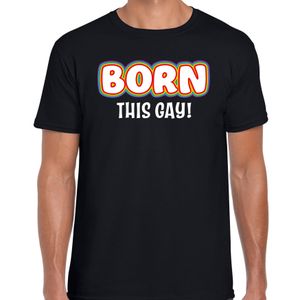 Gay Pride shirt - born this gay - regenboog - heren - zwart