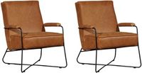 Set van 2 Cognac leren moderne design fauteuils Hope - Vintage Leer Cognac (cognac leer) Set van 2 Cognac leren moderne design fauteuils Hope - Vintage Leer Cognac (cognac leer)
