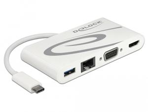 DeLOCK USB-C 3.1 > HDMI + VGA + LAN + USB adapter 0,14 meter, 4K 30 Hz